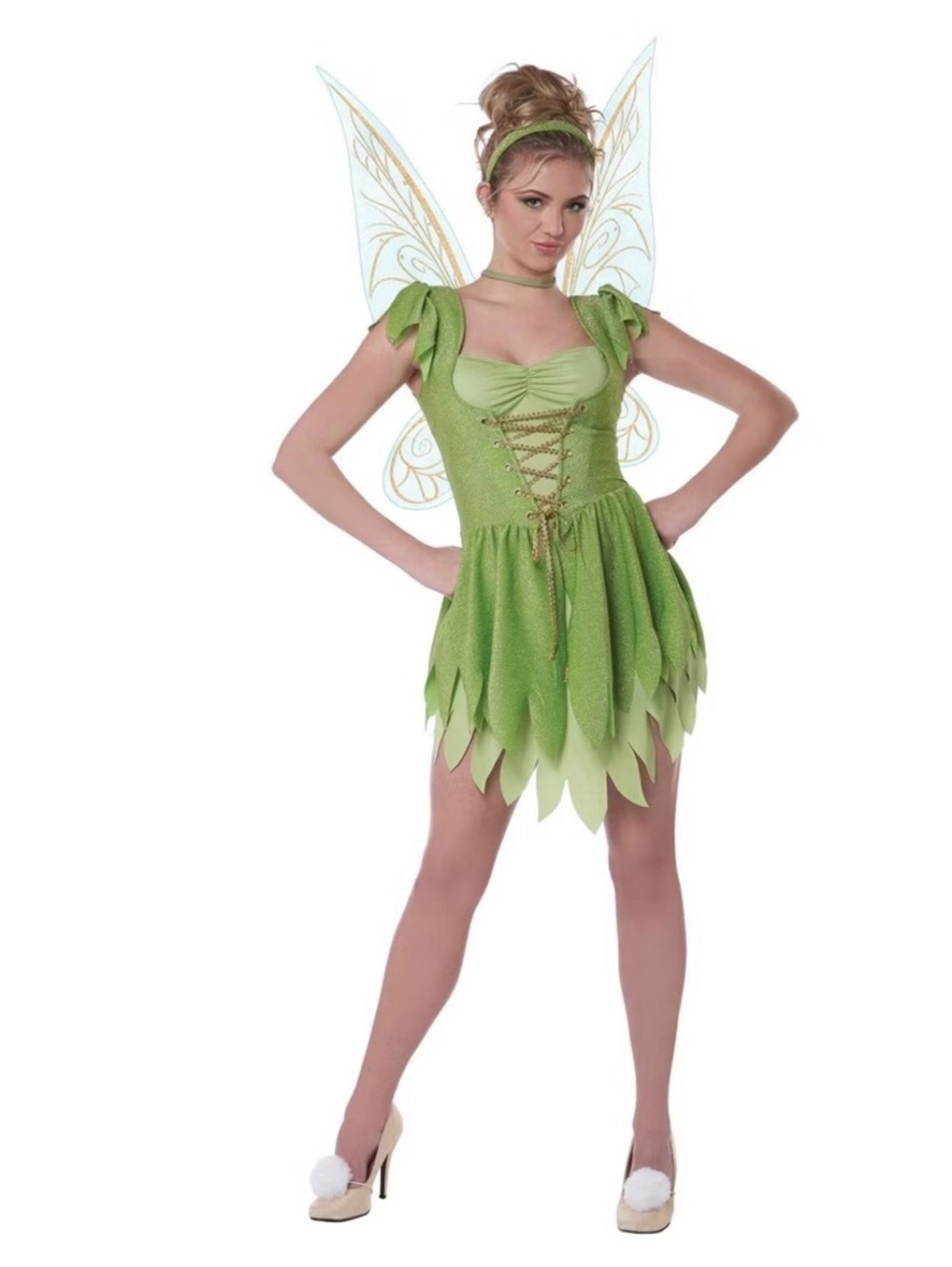California Costumes Tinkerbell Green Fairy Costume Sheer Cardigan & Bag XL-2XL